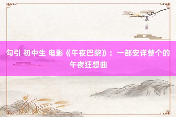 勾引 初中生 电影《午夜巴黎》:一部安详整个的午夜狂想曲